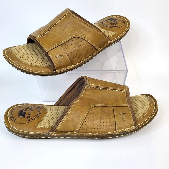 Margaritaville Tan Leather Slide Sandal 